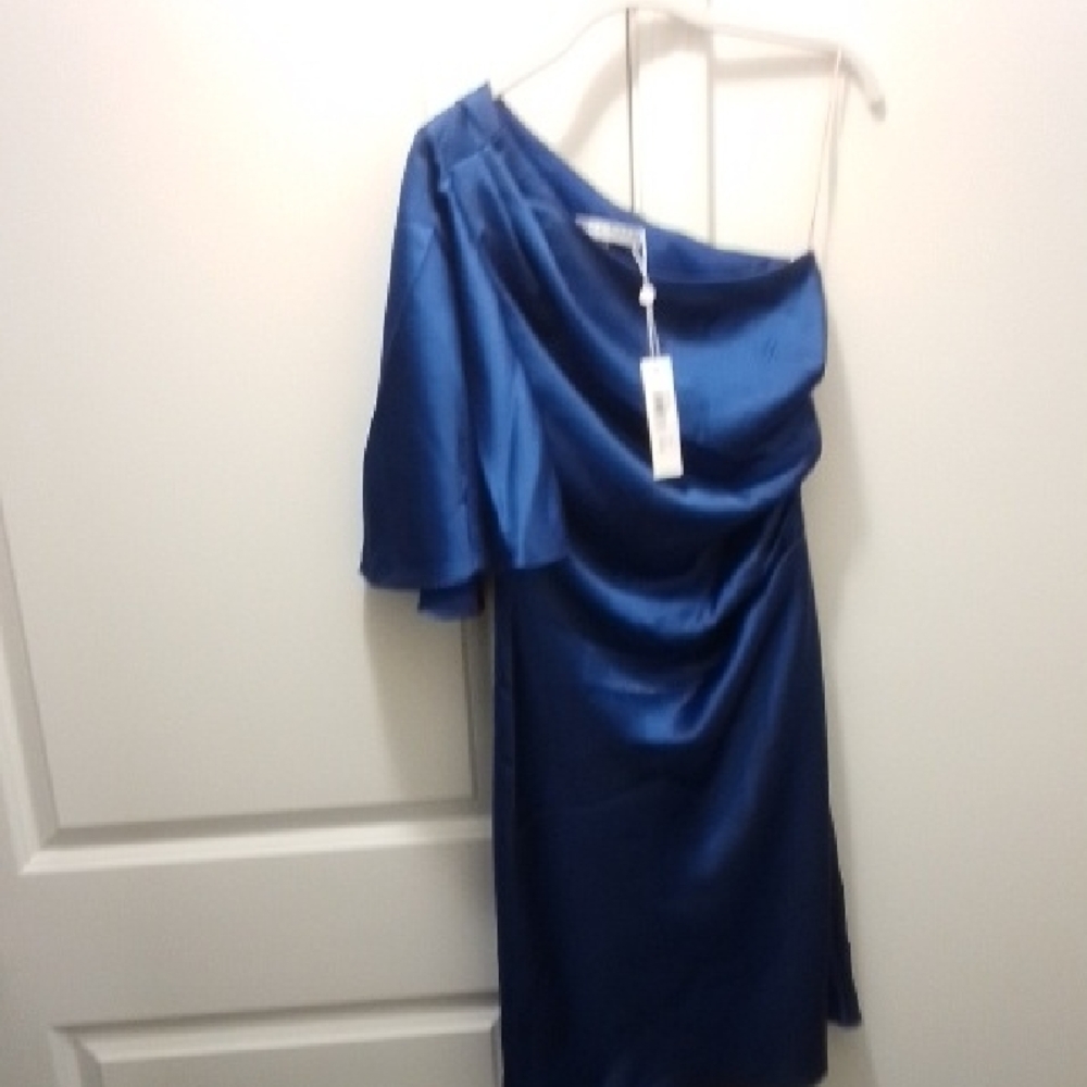 Trina Turk Jamila Color Majorelle Blue One Shoulder Dress